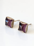 Silver Steed Square Coloured Stud Earrings