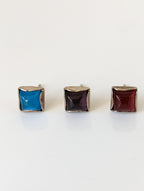 Silver Steed Square Coloured Stud Earrings