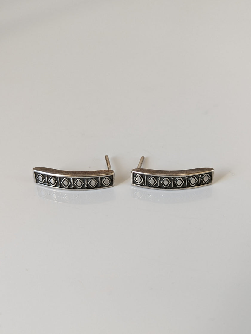 Silver Steed Greek Motive Stud Earrings