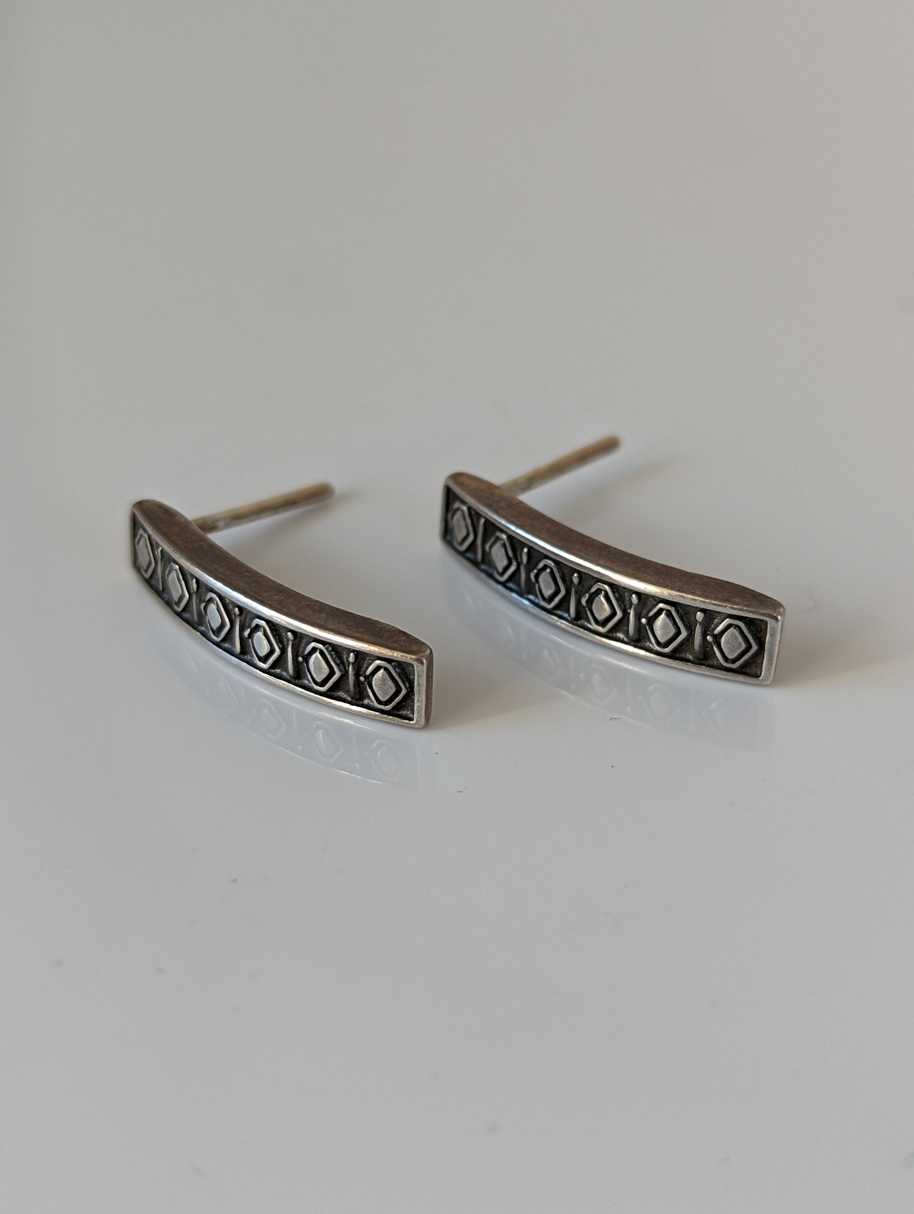 Silver Steed Greek Motive Stud Earrings