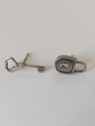 Aretes de Caballo Plateado con Candado y Llave