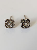 Silver Steed Delicate Rose Stud Earrings