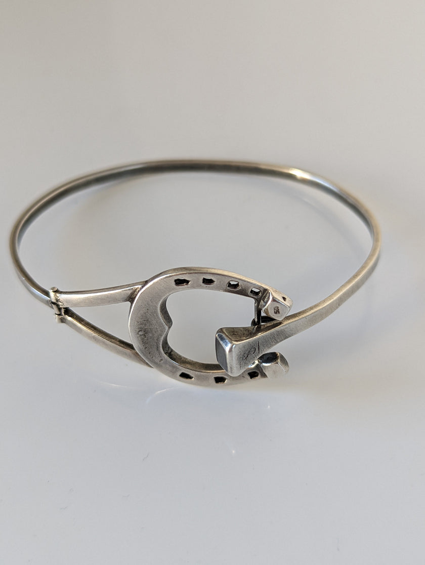Silver Steed Big Horseshoe Bangle