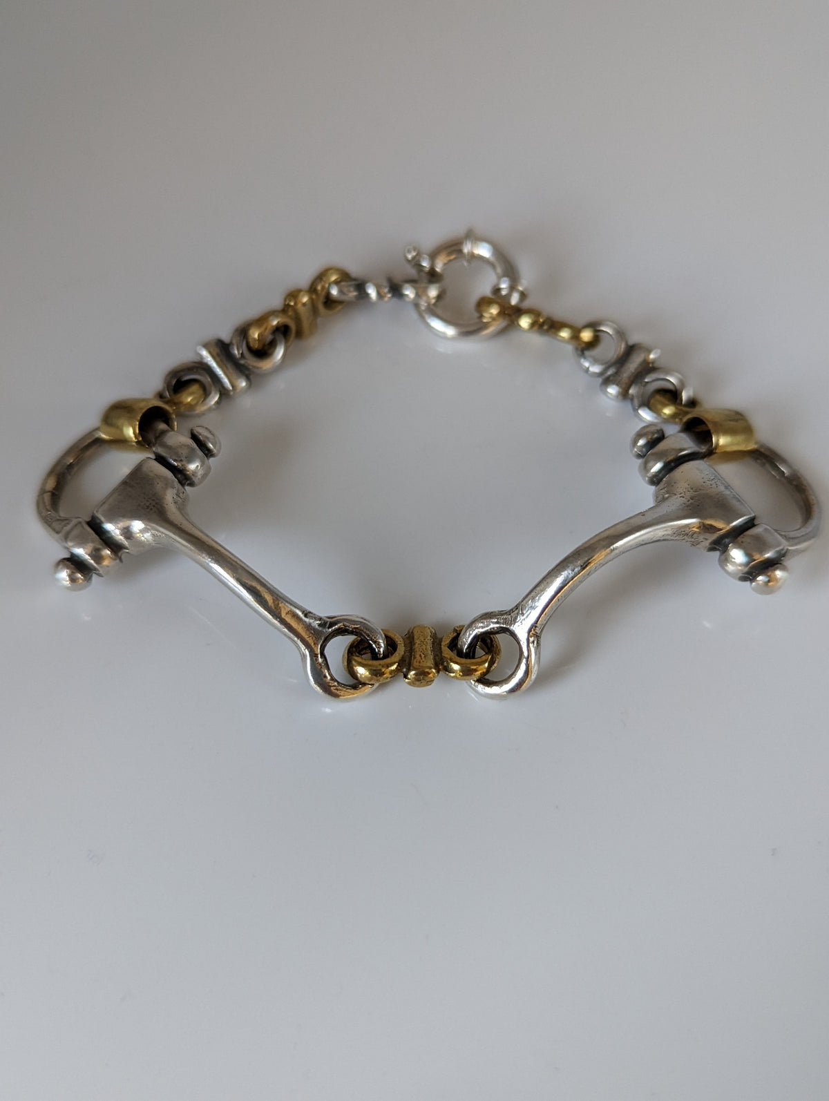 Silver Steed Large Two Tone Silver French Link Snaffle Bracelet