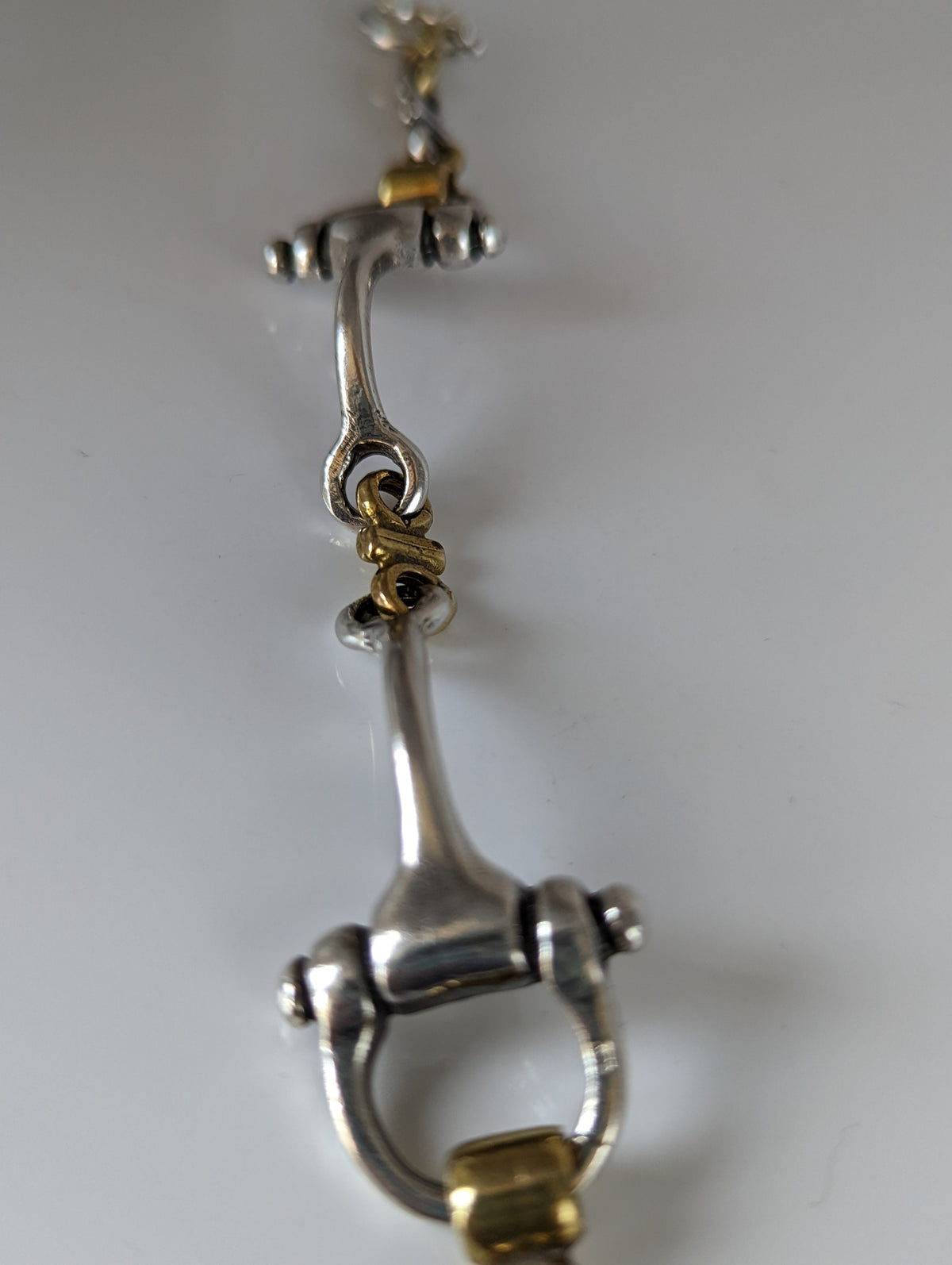 Silver Steed Large Two Tone Silver French Link Snaffle Bracelet