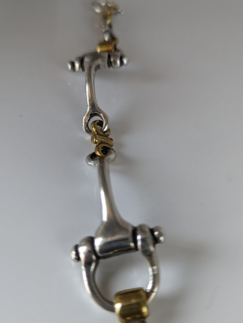 Silver Steed Large Two Tone Silver French Link Snaffle Bracelet