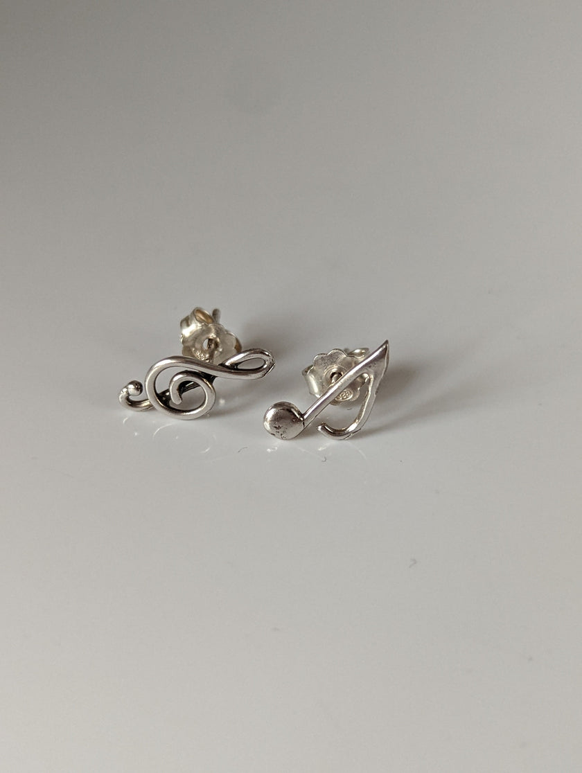 Silver Steed Celf & Note Stud Earrings