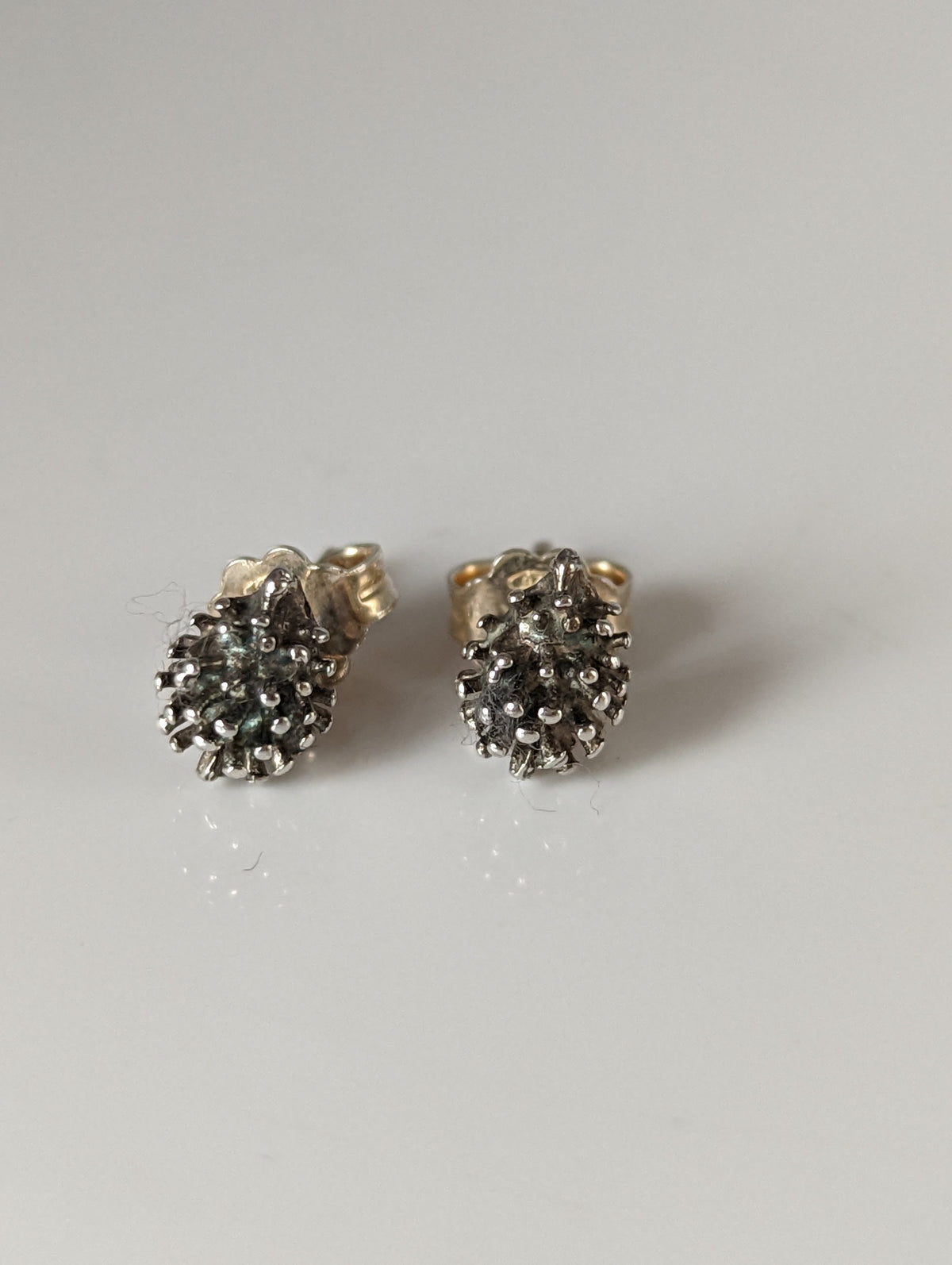 Silver Steed Pine Cone Stud Earrings