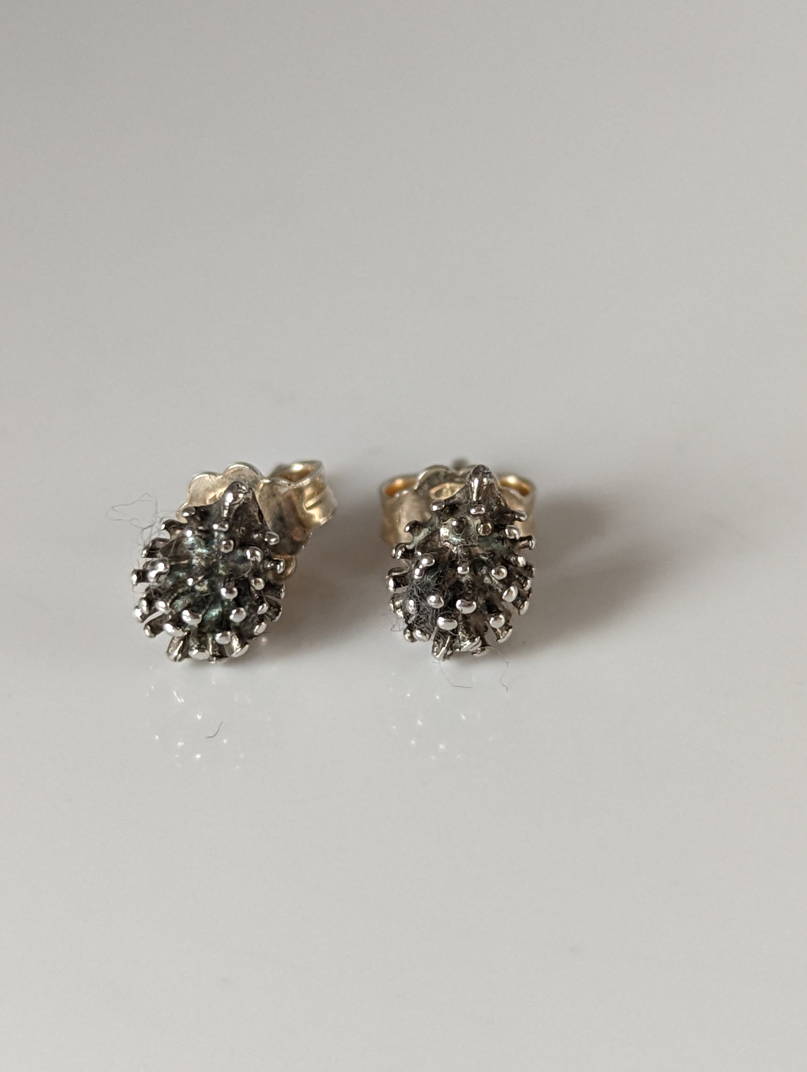 Silver Steed Pine Cone Stud Earrings