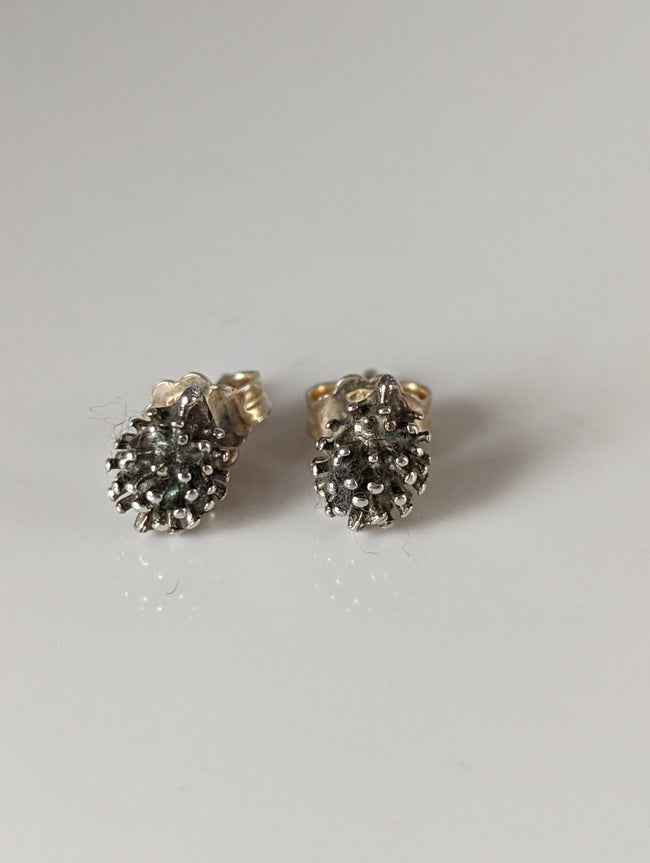 Silver Steed Pine Cone Stud Earrings