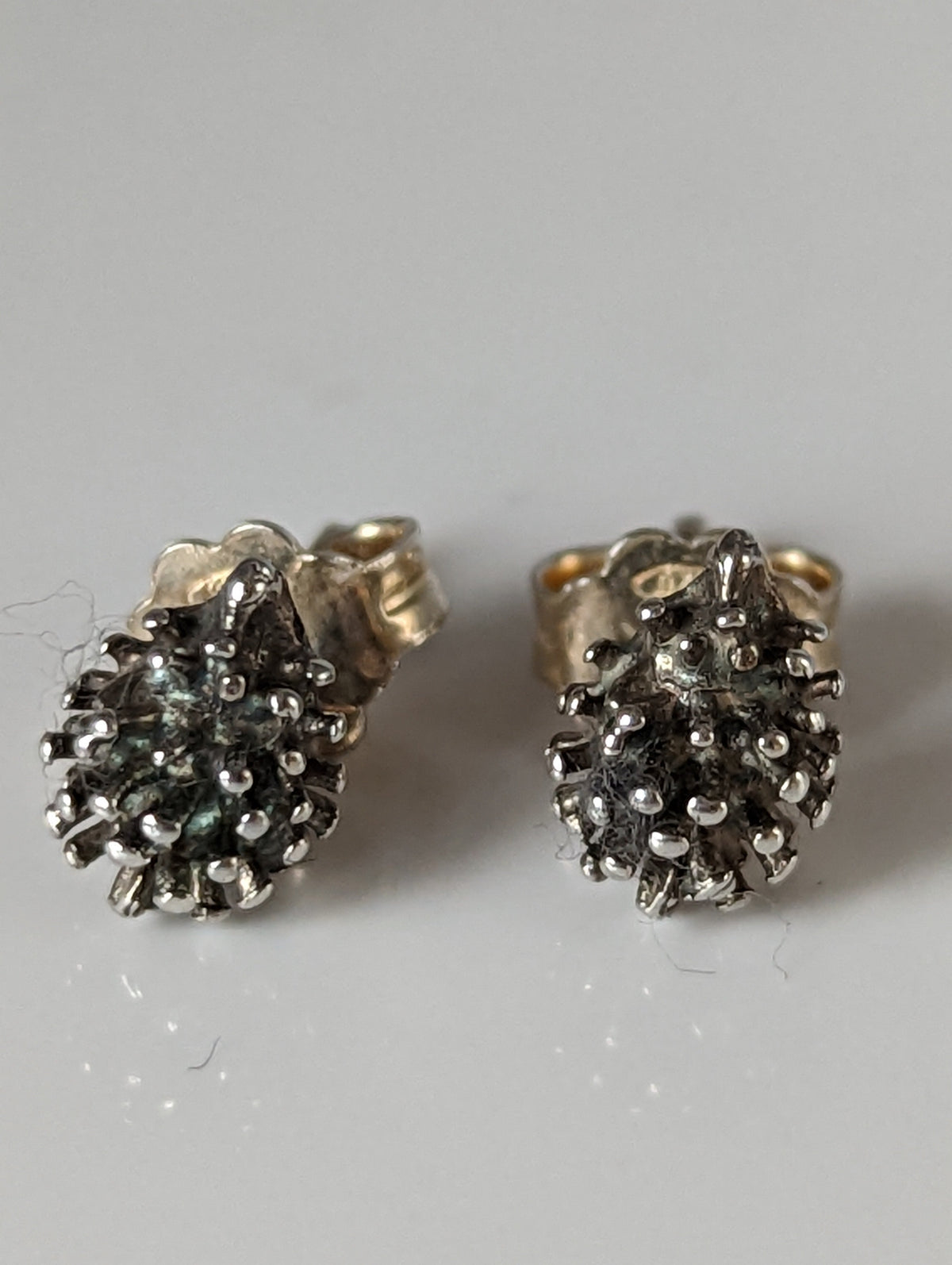 Silver Steed Pine Cone Stud Earrings