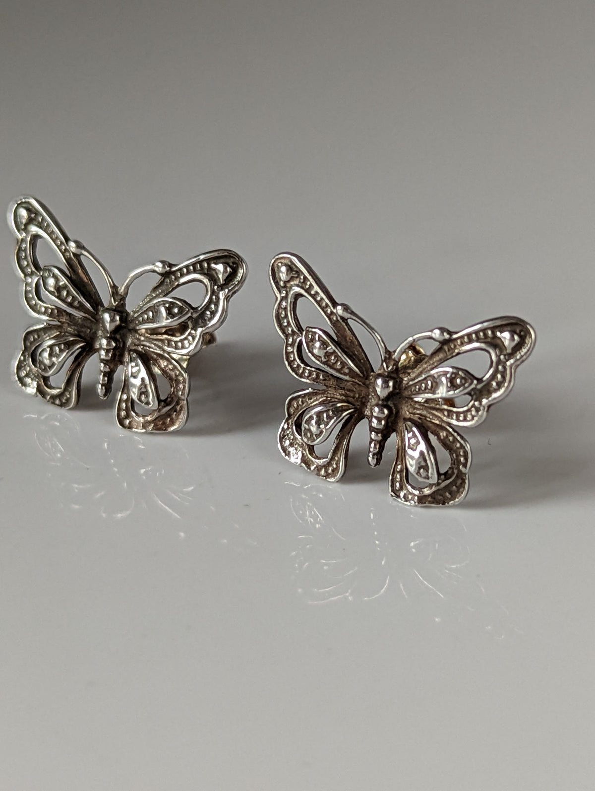 Silver Steed Large Butterfly Stud Earrings