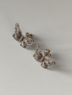 Silver Steed Large Butterfly Stud Earrings