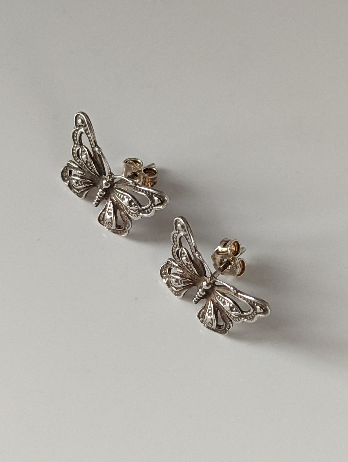 Silver Steed Large Butterfly Stud Earrings