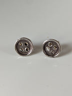 Silver Steed Button Stud Earrings