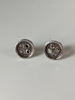 Silver Steed Button Stud Earrings