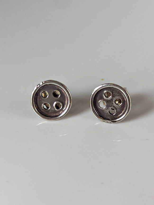 Silver Steed Button Stud Earrings