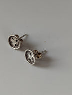 Silver Steed Button Stud Earrings