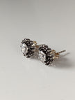 Silver Steed Crystal Sunflower Stud Earrings