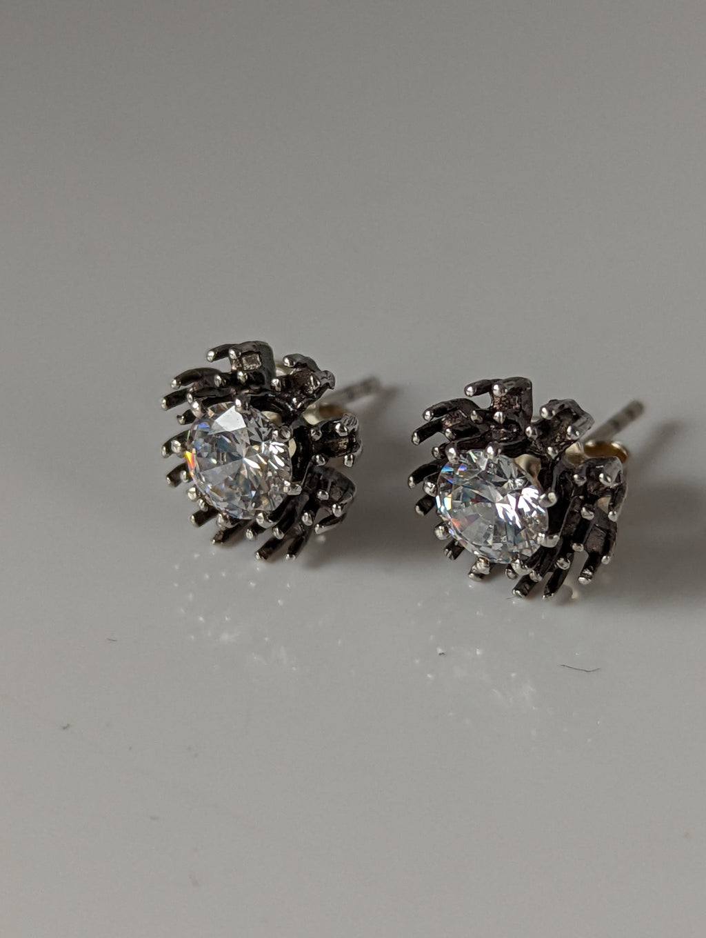 Silver Steed Crystal Sunflower Stud Earrings