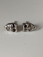 Silver Steed Comedy Tragedy Masks Stud Earrings