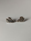 Silver Steed Detailed Leaf Stud Earrings