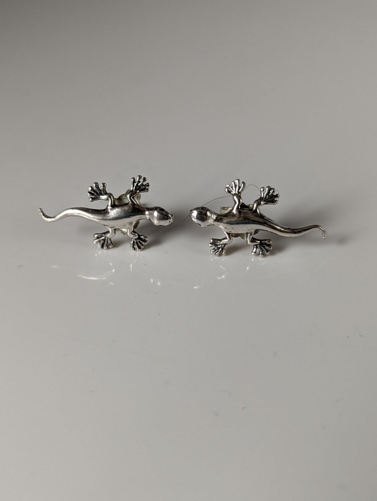 Silver Steed Gecko Stud Earrings