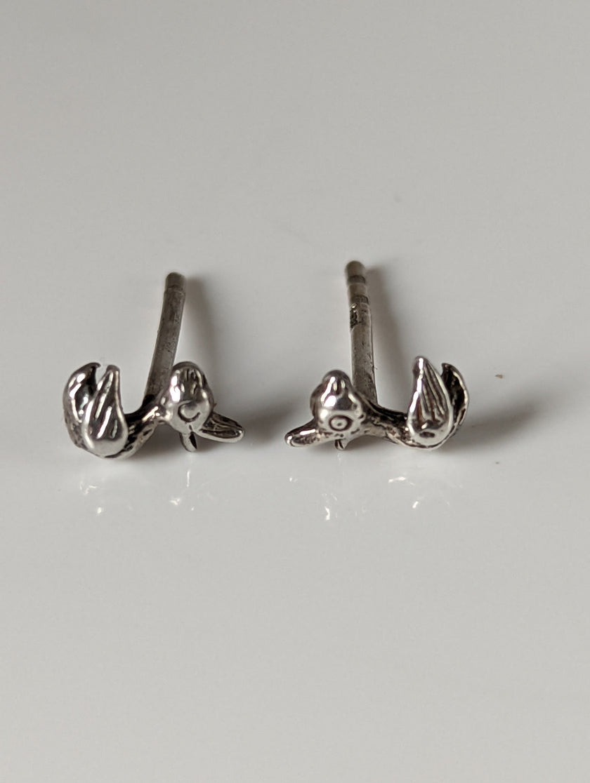 Pendientes con forma de patito de goma Caballo de Plata