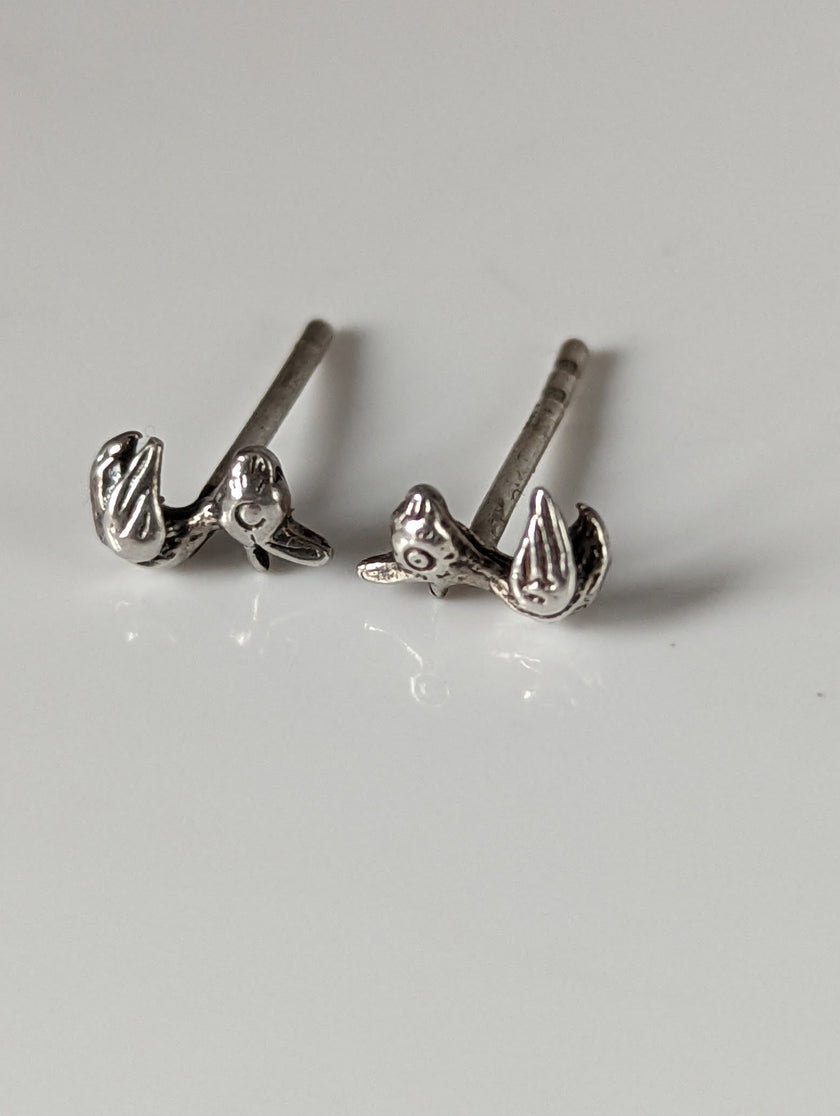 Pendientes con forma de patito de goma Caballo de Plata