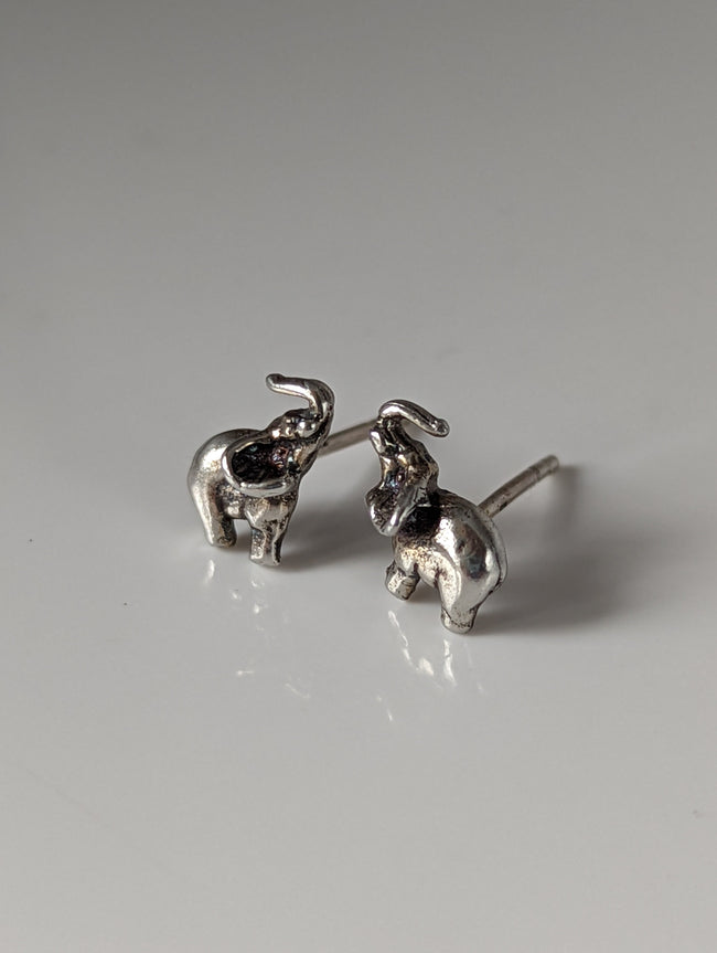 Silver Steed Elephant Stud Earrings