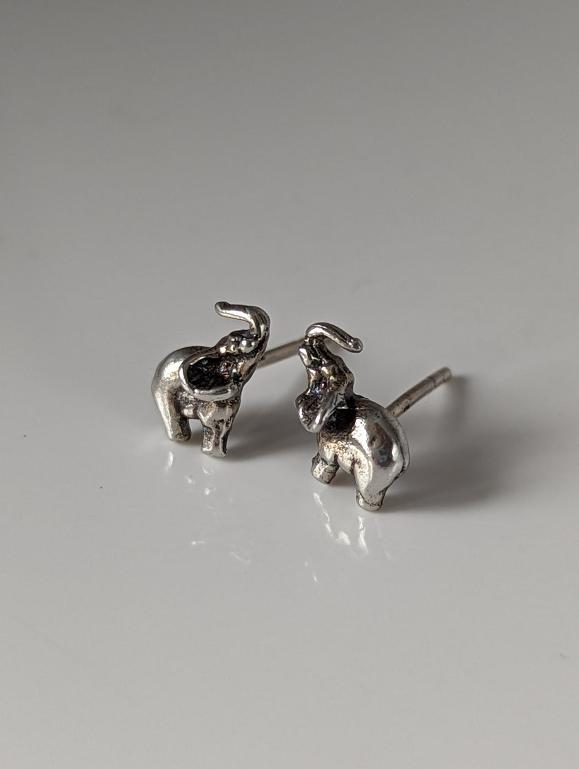 Silver Steed Elephant Stud Earrings