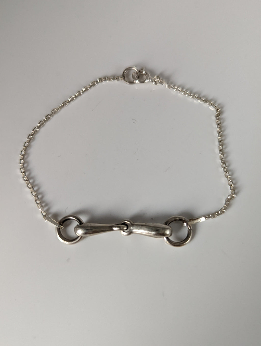 Silver Steed Snaffle on a Chain Delicate Bracelet