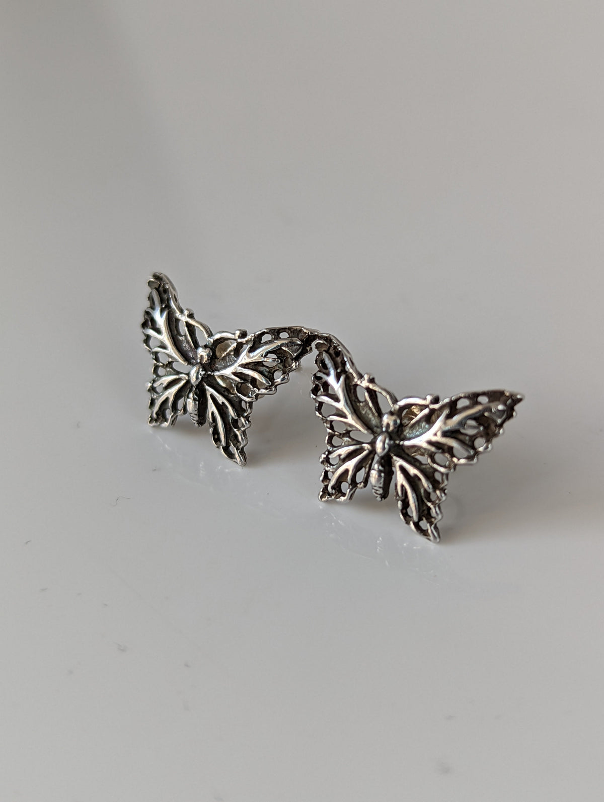 Silver Steed Butterfly Stud Earrings