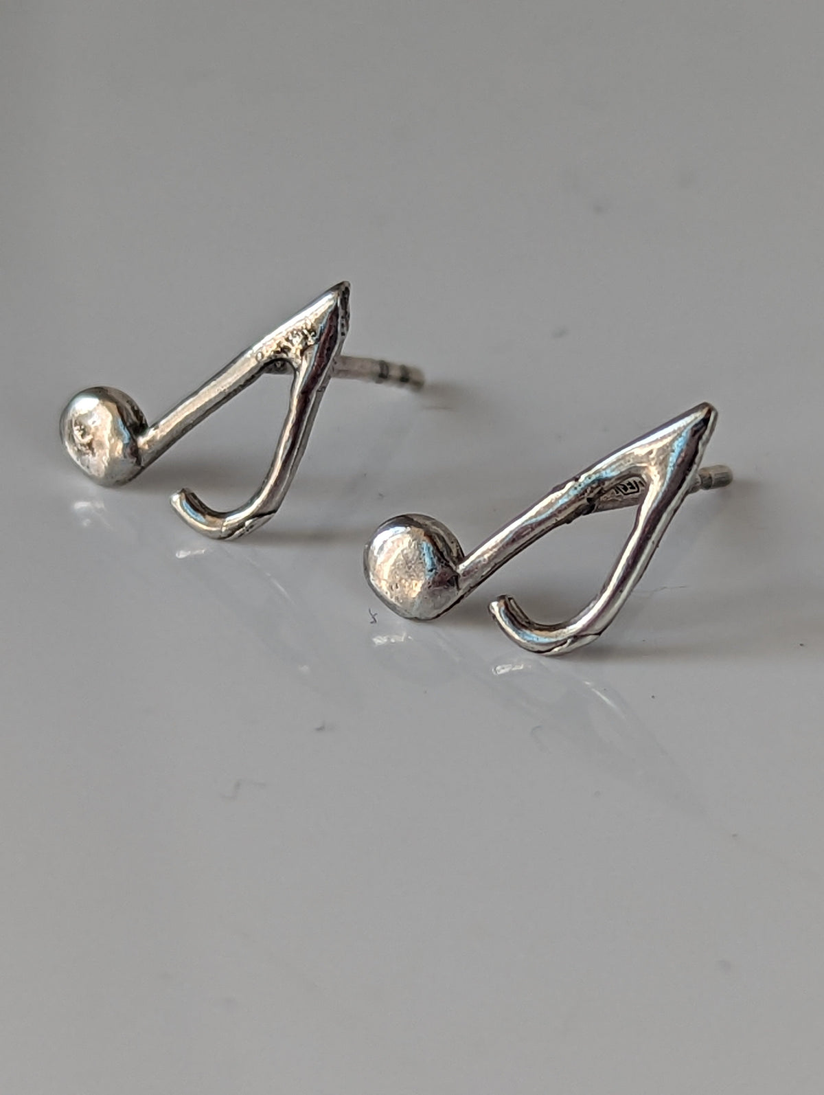 Silver Steed Notes Stud Earrings