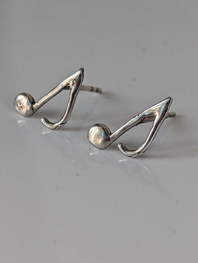 Silver Steed Notes Stud Earrings