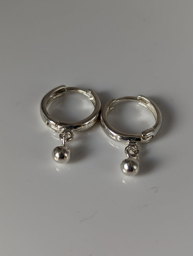 Silver Steed Ball Hoop Earrings