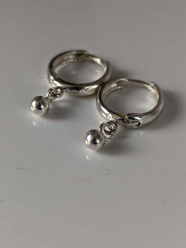Silver Steed Ball Hoop Earrings