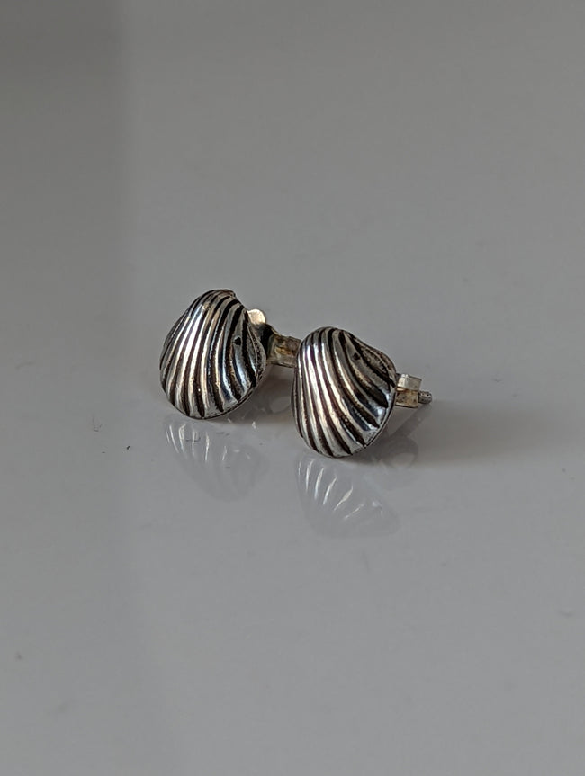Silver Steed Shell Stud Earrings