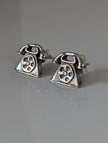 Silver Steed Telephone Stud Earrings