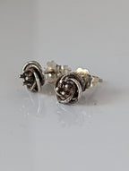 Silver Steed Rope Flower Stud Earrings