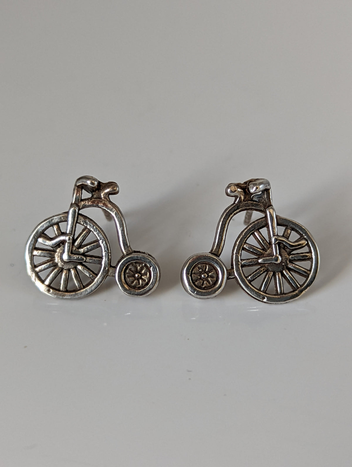 Silver Steed Penny Farthing Bike Stud Earrings