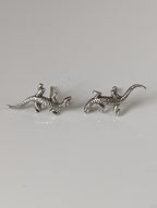 Silver Steed Detailed Lizard Stud Earrings