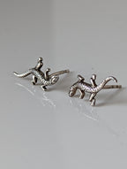 Silver Steed Detailed Lizard Stud Earrings