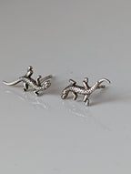 Silver Steed Detailed Lizard Stud Earrings