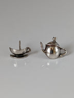 Silver Steed Tea Set Stud Earrings