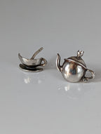 Silver Steed Tea Set Stud Earrings