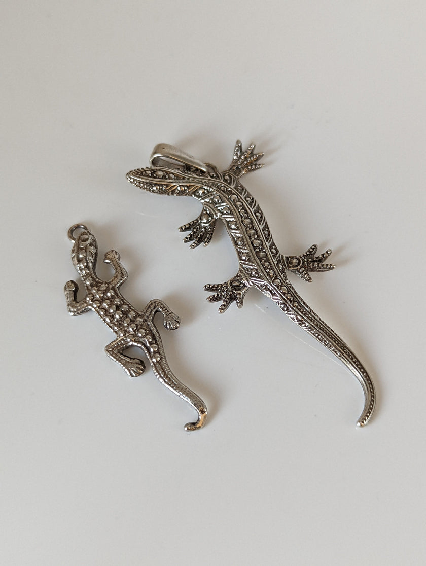 Silver Steed Detailed Lizard Silver Pendant
