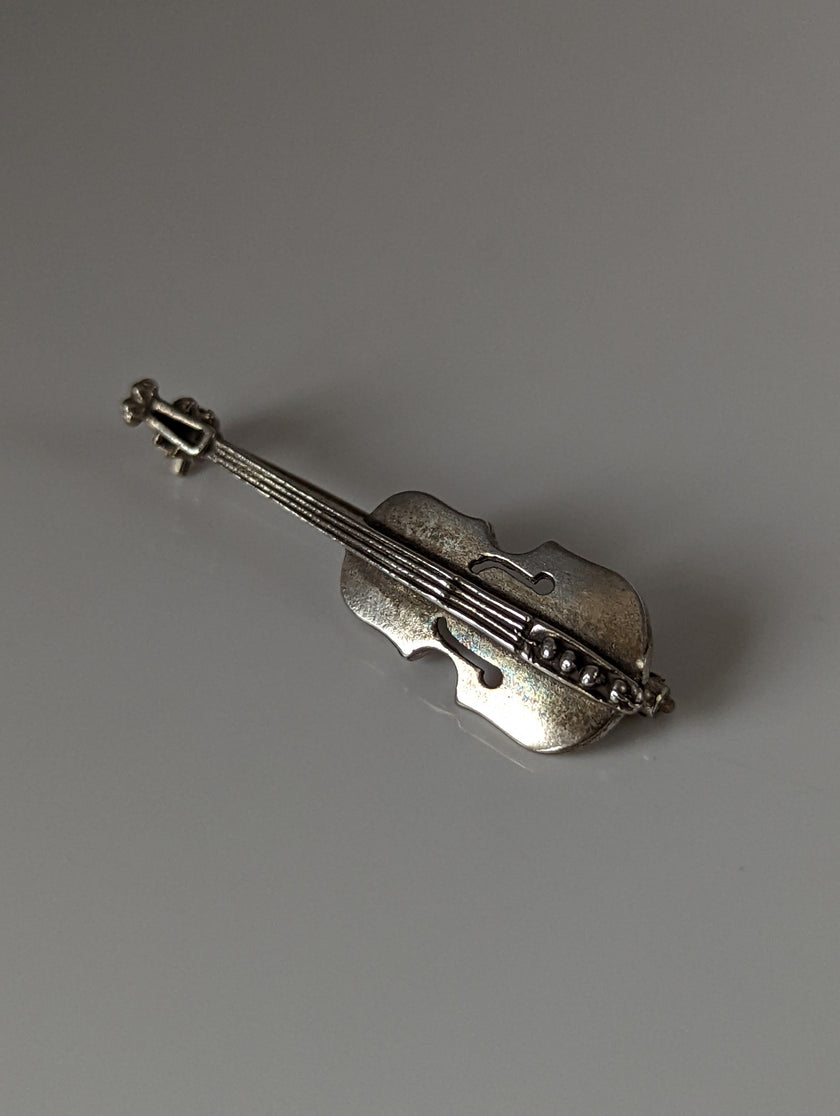 Silver Steed Cello Silver Brooch