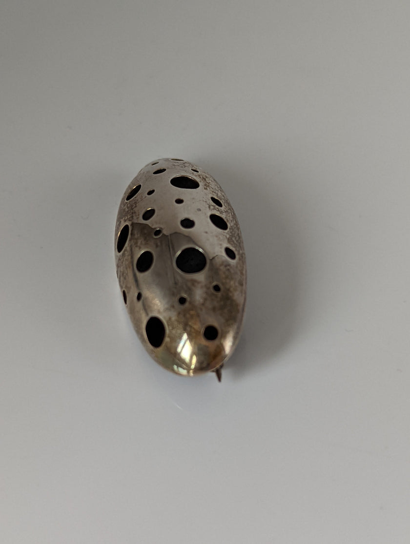 Silver Steed Coral Silver Brooch