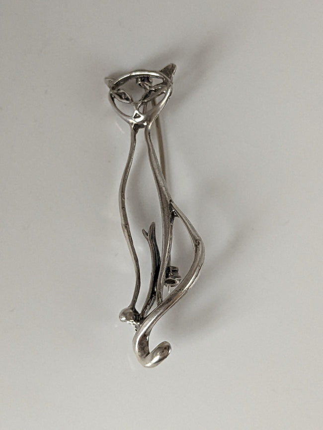 Silver Steed Feline Silver Brooch